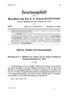 Verordnungsblatt für den Dienstbereich des K.K. Finanzministeriums für die im Reichsrate Vertretenen Königreiche und Länder