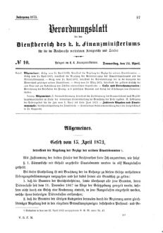 Verordnungsblatt für den Dienstbereich des K.K. Finanzministeriums für die im Reichsrate Vertretenen Königreiche und Länder