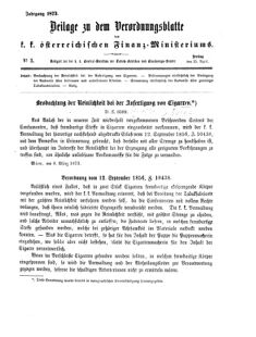 Verordnungsblatt für den Dienstbereich des K.K. Finanzministeriums für die im Reichsrate Vertretenen Königreiche und Länder 18730425 Seite: 1