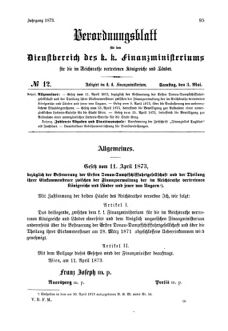 Verordnungsblatt für den Dienstbereich des K.K. Finanzministeriums für die im Reichsrate Vertretenen Königreiche und Länder