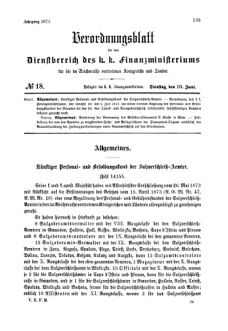 Verordnungsblatt für den Dienstbereich des K.K. Finanzministeriums für die im Reichsrate Vertretenen Königreiche und Länder