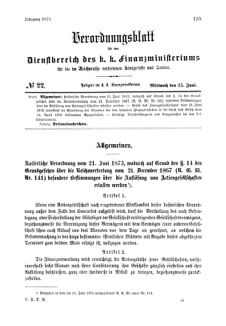 Verordnungsblatt für den Dienstbereich des K.K. Finanzministeriums für die im Reichsrate Vertretenen Königreiche und Länder