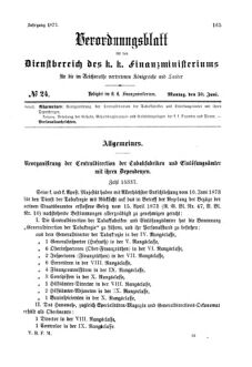 Verordnungsblatt für den Dienstbereich des K.K. Finanzministeriums für die im Reichsrate Vertretenen Königreiche und Länder