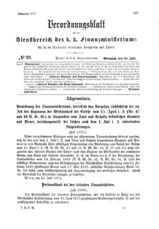 Verordnungsblatt für den Dienstbereich des K.K. Finanzministeriums für die im Reichsrate Vertretenen Königreiche und Länder