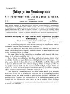 Verordnungsblatt für den Dienstbereich des K.K. Finanzministeriums für die im Reichsrate Vertretenen Königreiche und Länder