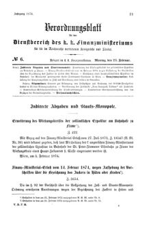 Verordnungsblatt für den Dienstbereich des K.K. Finanzministeriums für die im Reichsrate Vertretenen Königreiche und Länder