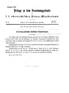 Verordnungsblatt für den Dienstbereich des K.K. Finanzministeriums für die im Reichsrate Vertretenen Königreiche und Länder 18740610 Seite: 1