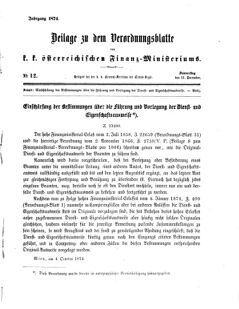 Verordnungsblatt für den Dienstbereich des K.K. Finanzministeriums für die im Reichsrate Vertretenen Königreiche und Länder 18741231 Seite: 1