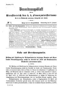 Verordnungsblatt für den Dienstbereich des K.K. Finanzministeriums für die im Reichsrate Vertretenen Königreiche und Länder 18750121 Seite: 1