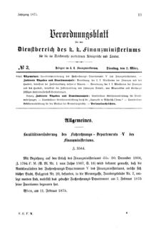 Verordnungsblatt für den Dienstbereich des K.K. Finanzministeriums für die im Reichsrate Vertretenen Königreiche und Länder