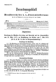 Verordnungsblatt für den Dienstbereich des K.K. Finanzministeriums für die im Reichsrate Vertretenen Königreiche und Länder