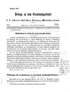 Verordnungsblatt für den Dienstbereich des K.K. Finanzministeriums für die im Reichsrate Vertretenen Königreiche und Länder 18750608 Seite: 1