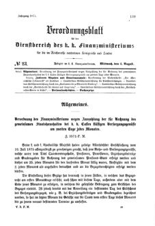 Verordnungsblatt für den Dienstbereich des K.K. Finanzministeriums für die im Reichsrate Vertretenen Königreiche und Länder