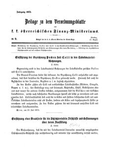 Verordnungsblatt für den Dienstbereich des K.K. Finanzministeriums für die im Reichsrate Vertretenen Königreiche und Länder 18750817 Seite: 1