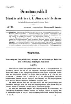 Verordnungsblatt für den Dienstbereich des K.K. Finanzministeriums für die im Reichsrate Vertretenen Königreiche und Länder