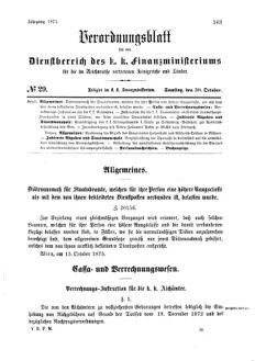 Verordnungsblatt für den Dienstbereich des K.K. Finanzministeriums für die im Reichsrate Vertretenen Königreiche und Länder 18751030 Seite: 1