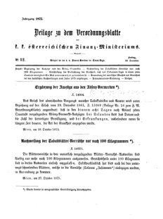 Verordnungsblatt für den Dienstbereich des K.K. Finanzministeriums für die im Reichsrate Vertretenen Königreiche und Länder