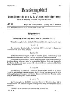 Verordnungsblatt für den Dienstbereich des K.K. Finanzministeriums für die im Reichsrate Vertretenen Königreiche und Länder 18751231 Seite: 1