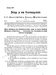 Verordnungsblatt für den Dienstbereich des K.K. Finanzministeriums für die im Reichsrate Vertretenen Königreiche und Länder 18760131 Seite: 1