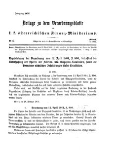 Verordnungsblatt für den Dienstbereich des K.K. Finanzministeriums für die im Reichsrate Vertretenen Königreiche und Länder 18760315 Seite: 1