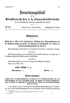 Verordnungsblatt für den Dienstbereich des K.K. Finanzministeriums für die im Reichsrate Vertretenen Königreiche und Länder