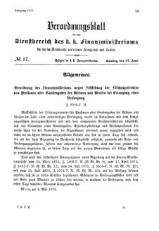 Verordnungsblatt für den Dienstbereich des K.K. Finanzministeriums für die im Reichsrate Vertretenen Königreiche und Länder