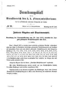 Verordnungsblatt für den Dienstbereich des K.K. Finanzministeriums für die im Reichsrate Vertretenen Königreiche und Länder