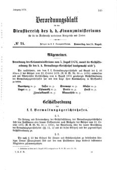 Verordnungsblatt für den Dienstbereich des K.K. Finanzministeriums für die im Reichsrate Vertretenen Königreiche und Länder