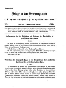 Verordnungsblatt für den Dienstbereich des K.K. Finanzministeriums für die im Reichsrate Vertretenen Königreiche und Länder