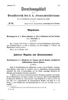 Verordnungsblatt für den Dienstbereich des K.K. Finanzministeriums für die im Reichsrate Vertretenen Königreiche und Länder 18761019 Seite: 1