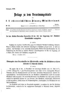 Verordnungsblatt für den Dienstbereich des K.K. Finanzministeriums für die im Reichsrate Vertretenen Königreiche und Länder 18761128 Seite: 1