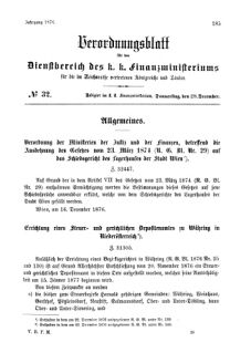 Verordnungsblatt für den Dienstbereich des K.K. Finanzministeriums für die im Reichsrate Vertretenen Königreiche und Länder 18761228 Seite: 1