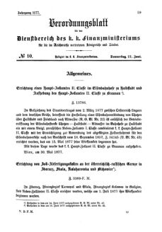 Verordnungsblatt für den Dienstbereich des K.K. Finanzministeriums für die im Reichsrate Vertretenen Königreiche und Länder 18770621 Seite: 1