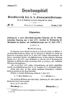 Verordnungsblatt für den Dienstbereich des K.K. Finanzministeriums für die im Reichsrate Vertretenen Königreiche und Länder