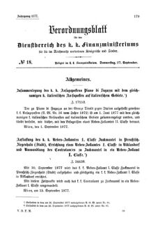 Verordnungsblatt für den Dienstbereich des K.K. Finanzministeriums für die im Reichsrate Vertretenen Königreiche und Länder