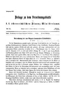 Verordnungsblatt für den Dienstbereich des K.K. Finanzministeriums für die im Reichsrate Vertretenen Königreiche und Länder 18771212 Seite: 1