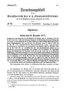 Verordnungsblatt für den Dienstbereich des K.K. Finanzministeriums für die im Reichsrate Vertretenen Königreiche und Länder