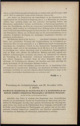 Verordnungsblatt des K.K. Justizministeriums 18850105 Seite: 5