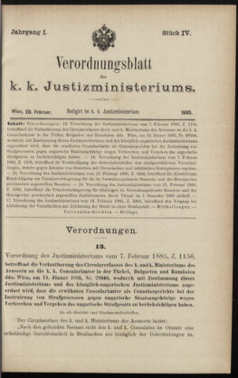 Verordnungsblatt des K.K. Justizministeriums 18850220 Seite: 1