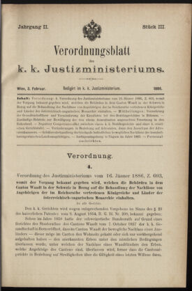 Verordnungsblatt des K.K. Justizministeriums 18860203 Seite: 1