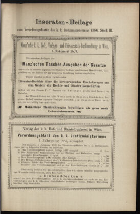 Verordnungsblatt des K.K. Justizministeriums 18860203 Seite: 7