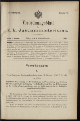 Verordnungsblatt des K.K. Justizministeriums 18860213 Seite: 1