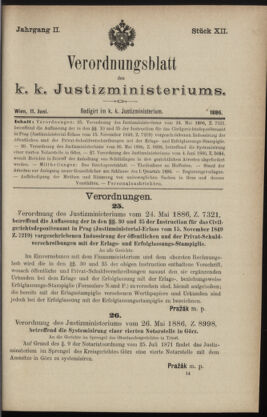 Verordnungsblatt des K.K. Justizministeriums 18860611 Seite: 1