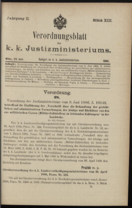 Verordnungsblatt des K.K. Justizministeriums 18860623 Seite: 1