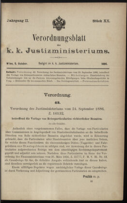 Verordnungsblatt des K.K. Justizministeriums 18861005 Seite: 1