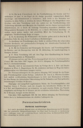 Verordnungsblatt des K.K. Justizministeriums 18870113 Seite: 7