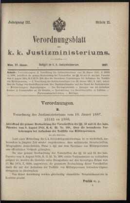 Verordnungsblatt des K.K. Justizministeriums 18870127 Seite: 1