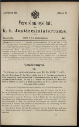 Verordnungsblatt des K.K. Justizministeriums 18870524 Seite: 1