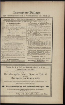 Verordnungsblatt des K.K. Justizministeriums 18870625 Seite: 11