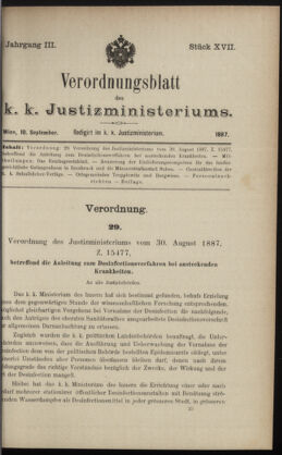 Verordnungsblatt des K.K. Justizministeriums 18870910 Seite: 1